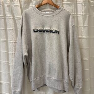 Champion Men's Crewneck Sweater in Light Gray